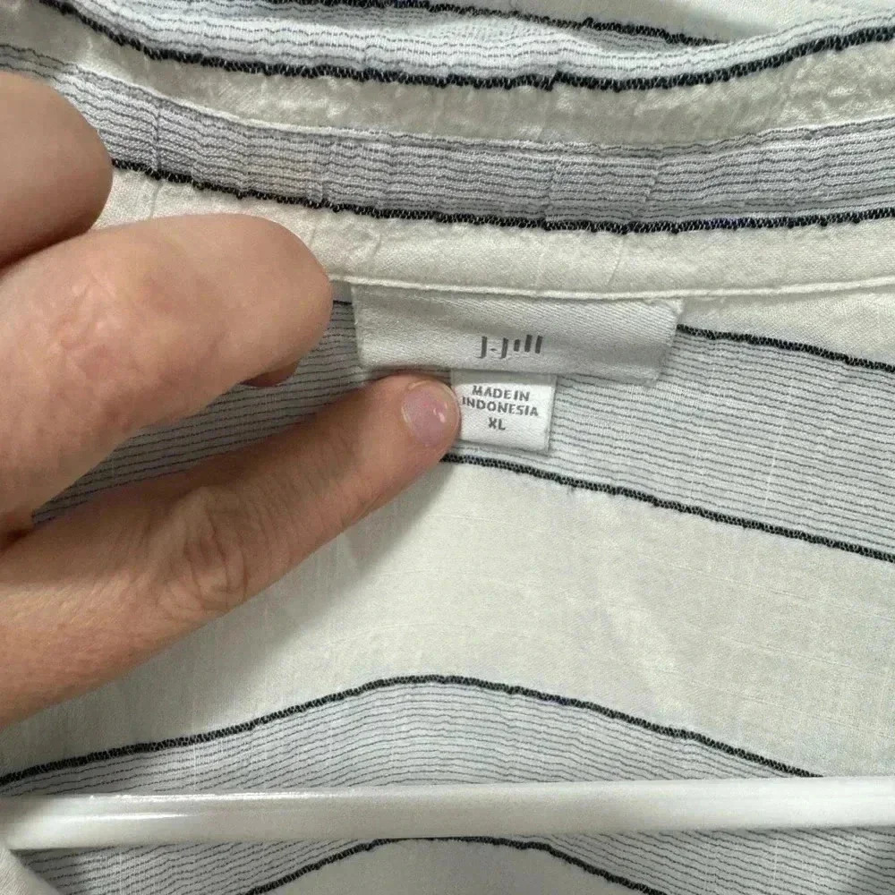 J.Jill striped crinkle textured cotton striped relaxed button down shirt size XL - Picture 4 of 5